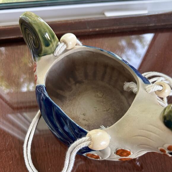 Vintage Stoneware Bird Planter Hanging Ceramic Chicken Quail - Picture 8 of 16